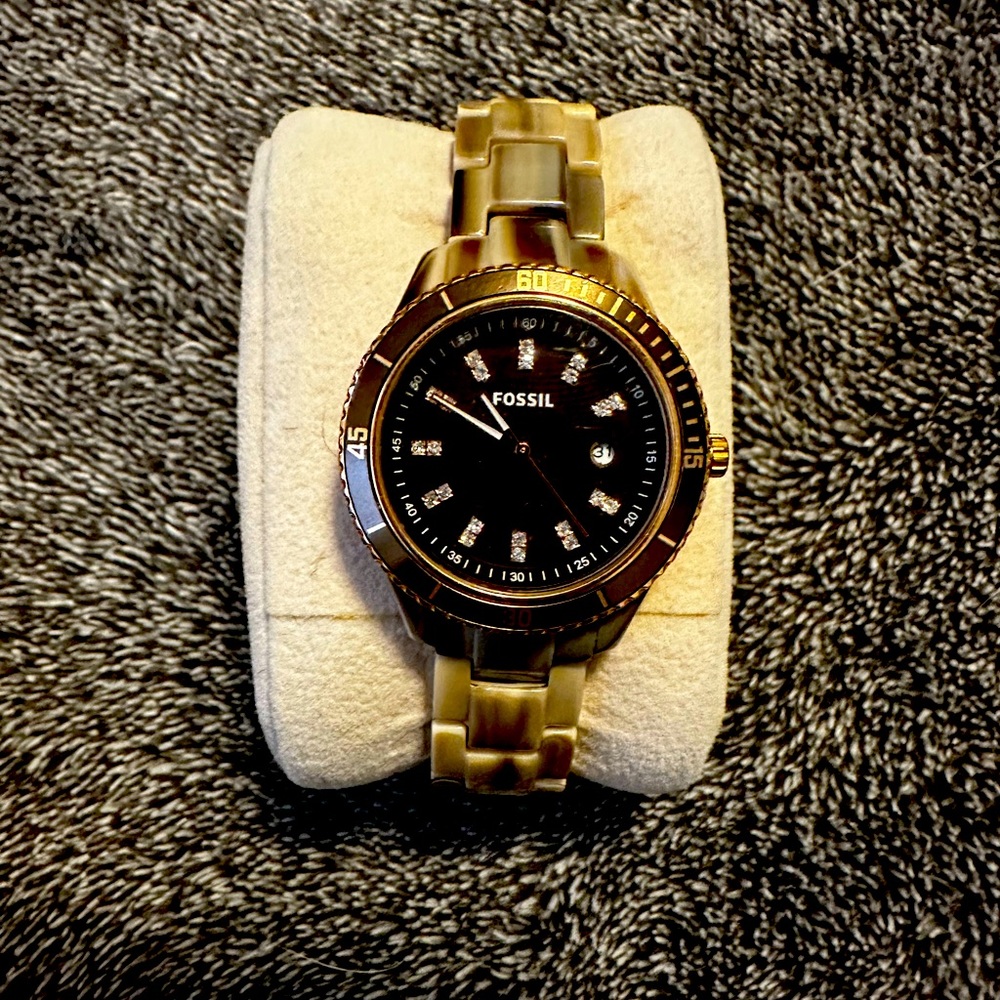 Tortoise Shell Fossil Watch